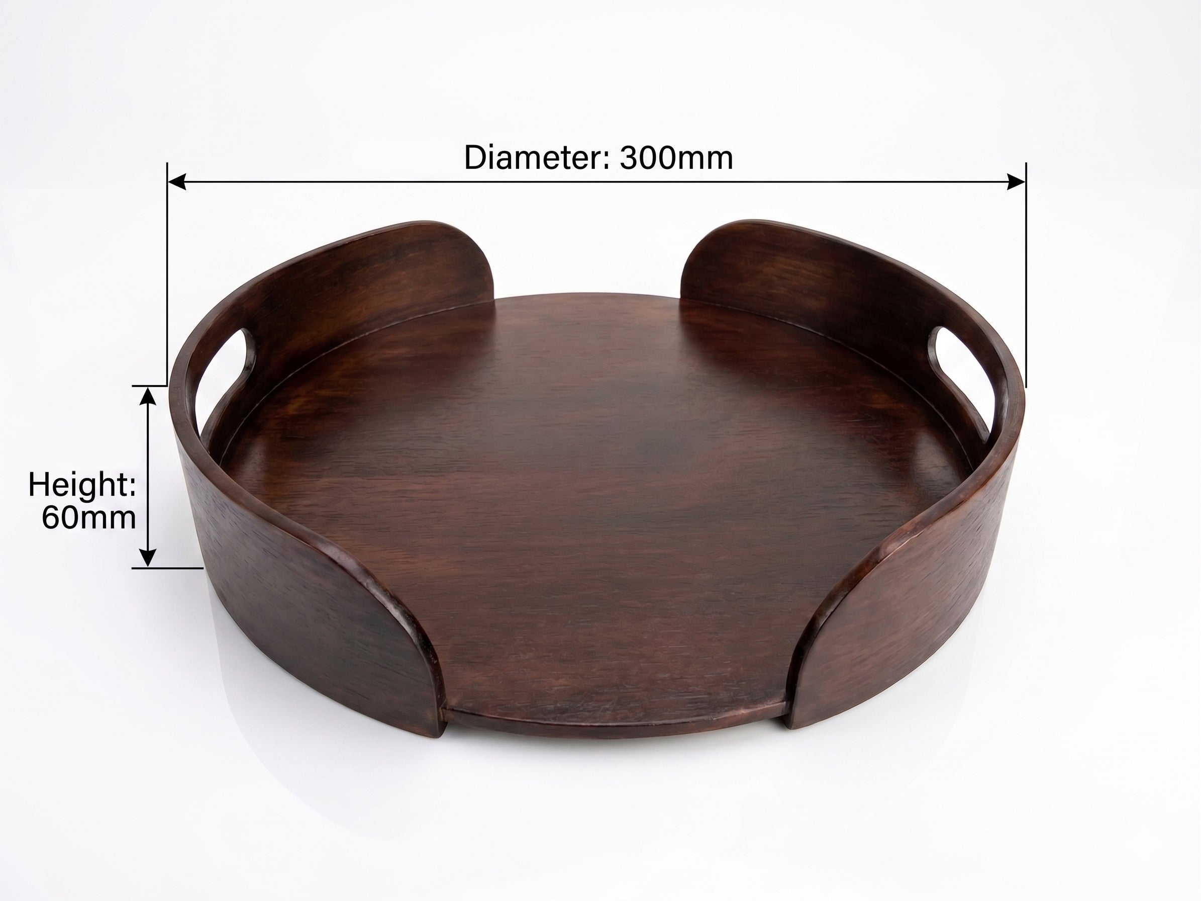 Premium Handcrafted Wooden Round Serving Tray – Matte Walnut Finish