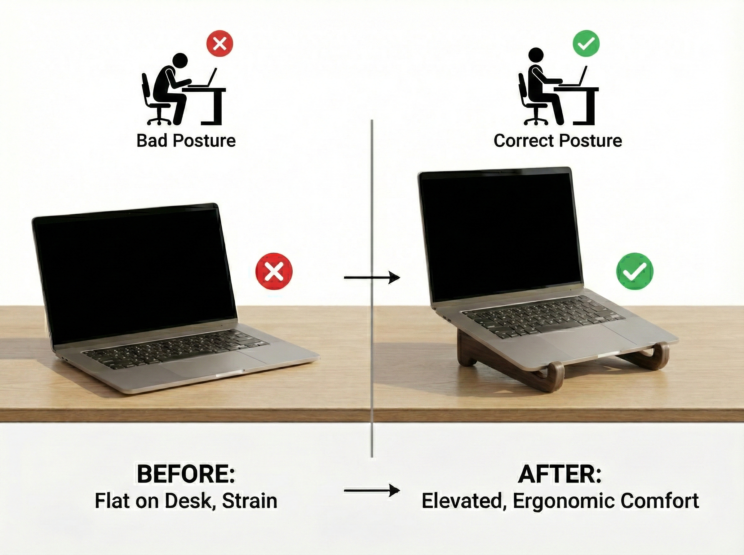 Handcrafted Wooden Laptop Stand | Matte Vintage Walnut Finish