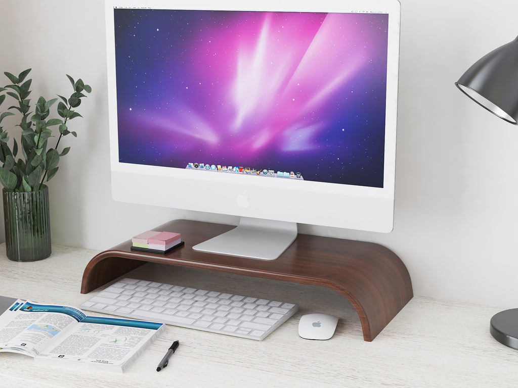 Ergonomic Walnut Monitor Stand | Monitor Riser | Home Desk | Office Desk | Walnut